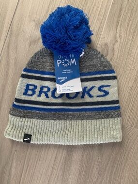 Brooks Gray, Blue and Cream Pom Beanie